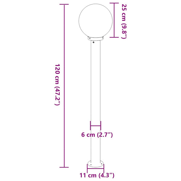 Edelstahl Pollerleuchten 3er Set 120cm IP44