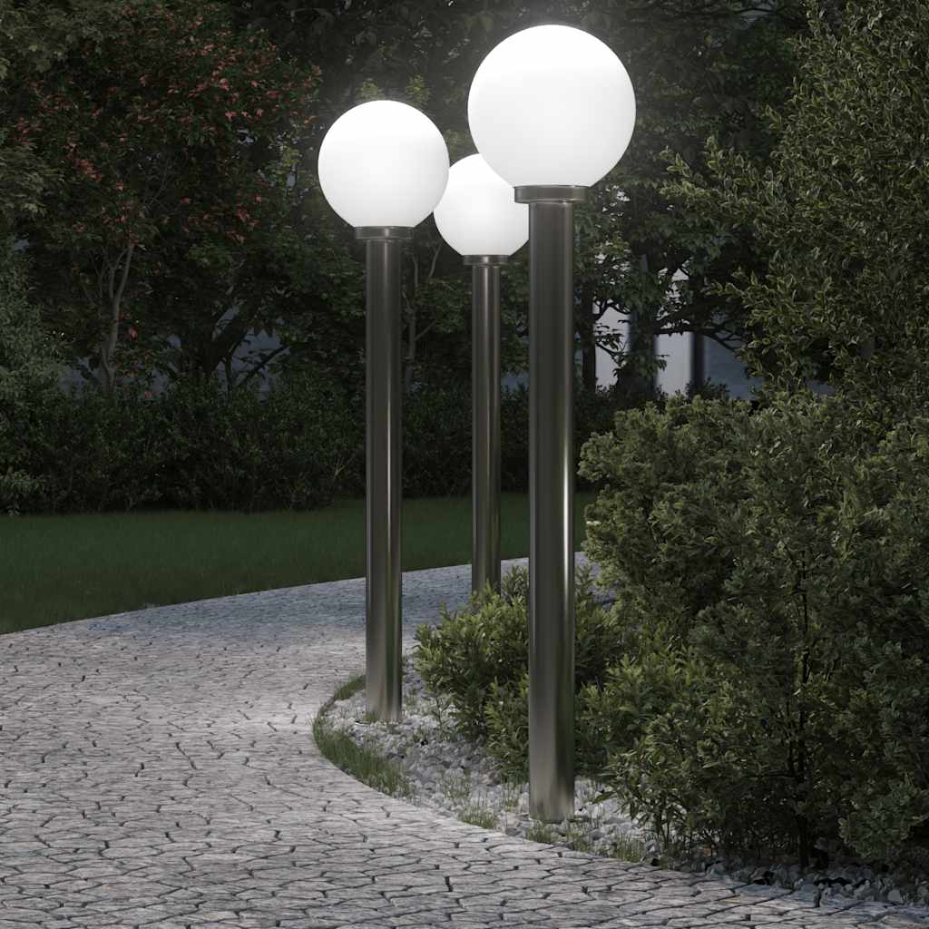 Edelstahl Pollerleuchten 3er Set 120cm IP44