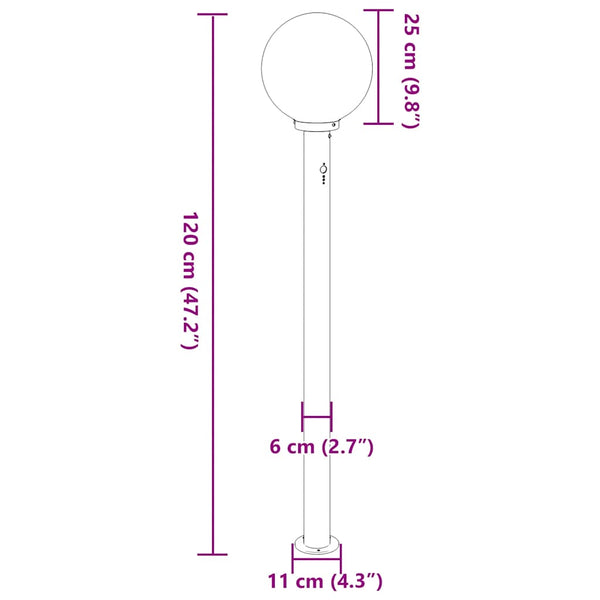 Edelstahl Pollerleuchte mit Sensor 120cm