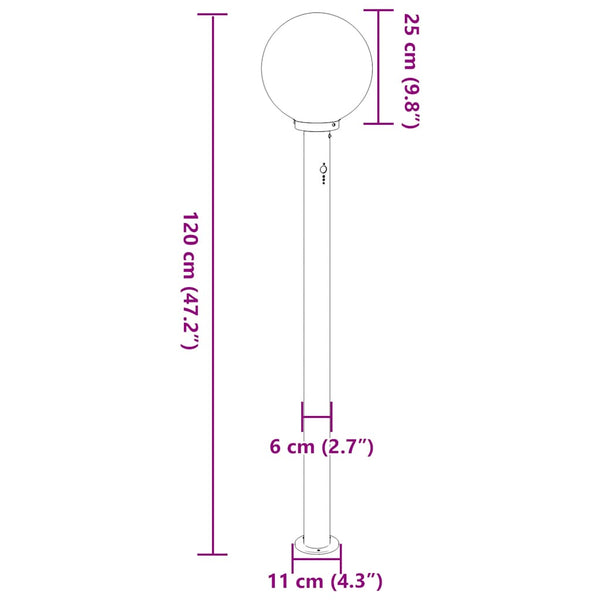 Pollerleuchten mit Sensor, 3er Set, 120 cm