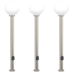Edelstahl Pollerleuchten mit Steckdose 3er Set