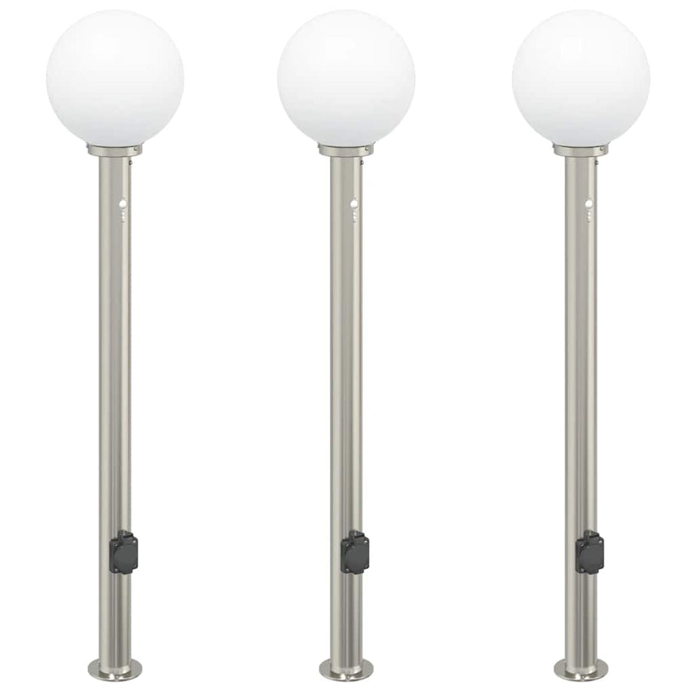 Pollerleuchten mit Sensor & Steckdose, 3er Set