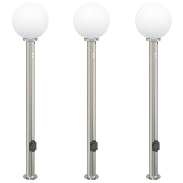 Pollerleuchten mit Sensor & Steckdose, 3er Set
