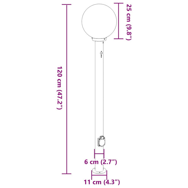 Pollerleuchten mit Sensor & Steckdose, 3er Set