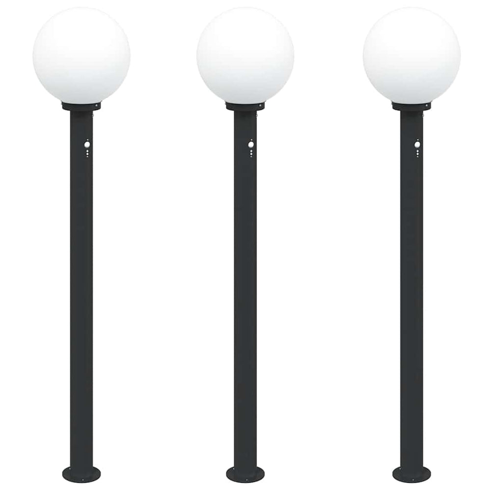 Pollerleuchten mit Sensor, 3er Set, 120cm, Schwarz