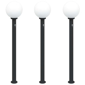 Pollerleuchten mit Sensor, 3er Set, 120cm, Schwarz