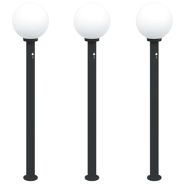 Pollerleuchten mit Sensor, 3er Set, 120cm, Schwarz