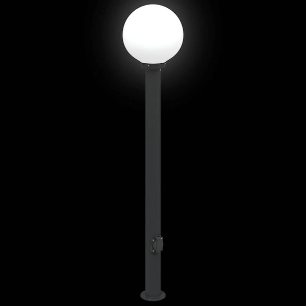 Pollerleuchte mit Steckdose, 120cm, Schwarz