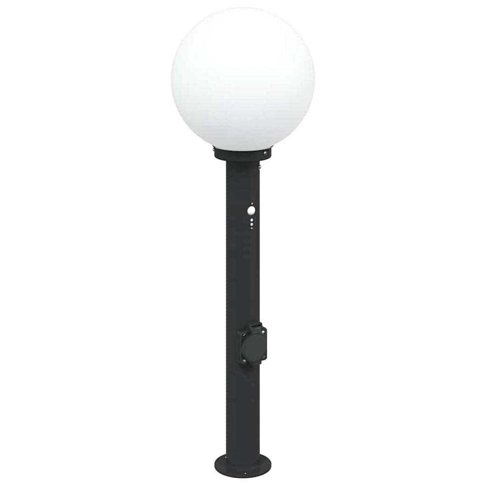 Pollerleuchte mit Sensor & Steckdose, 80cm, Schwarz