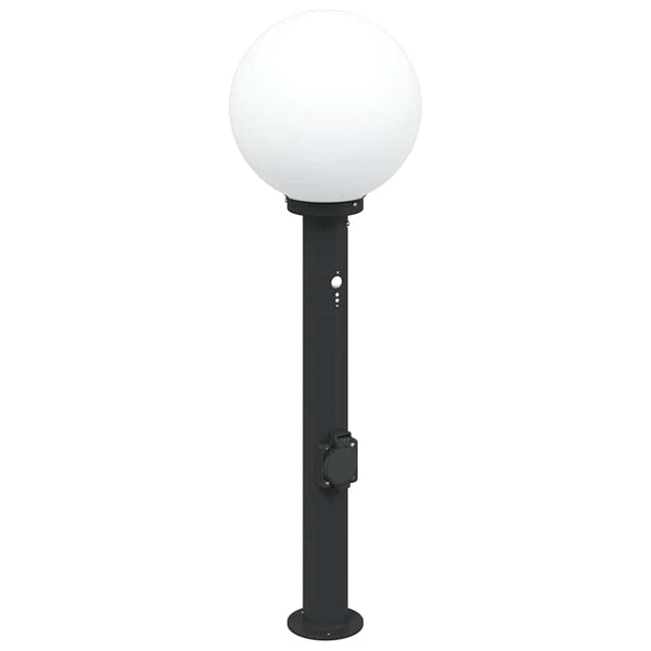 Pollerleuchte mit Sensor & Steckdose, 80cm, Schwarz