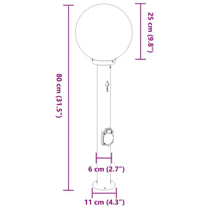 Pollerleuchte mit Sensor & Steckdose, 80cm, Schwarz