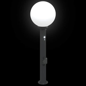 Pollerleuchte mit Sensor & Steckdose, 80cm, Schwarz