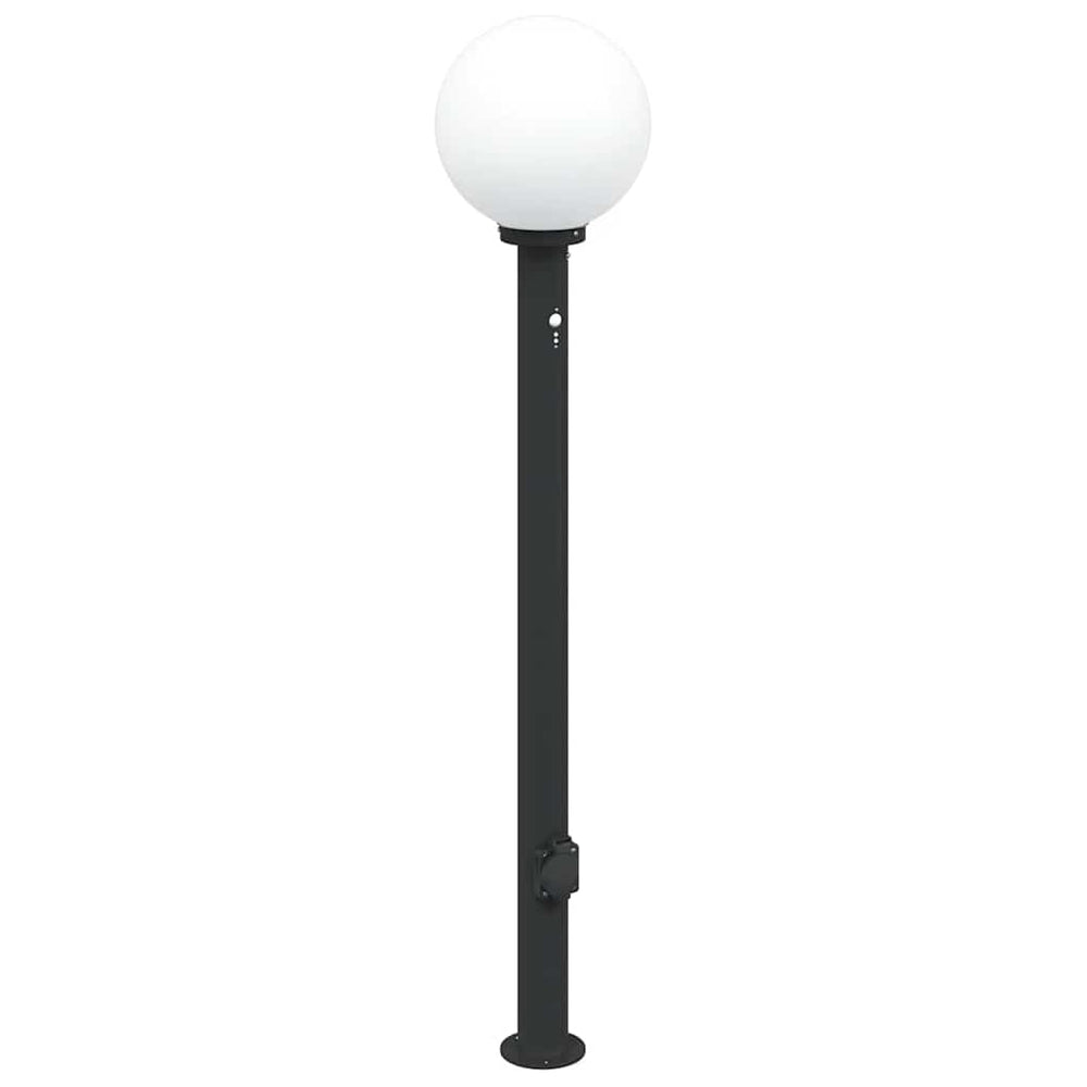 Pollerleuchte mit Sensor & Steckdose, 120cm, Schwarz