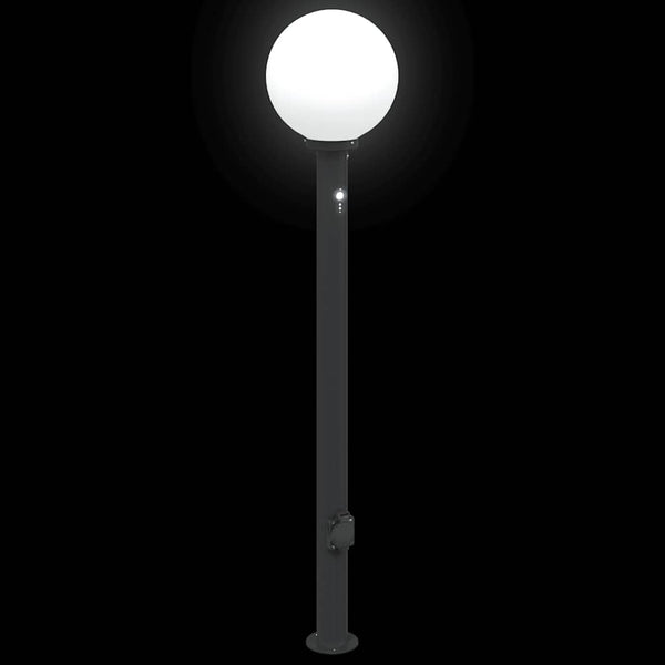 Pollerleuchte mit Sensor & Steckdose, 120cm, Schwarz