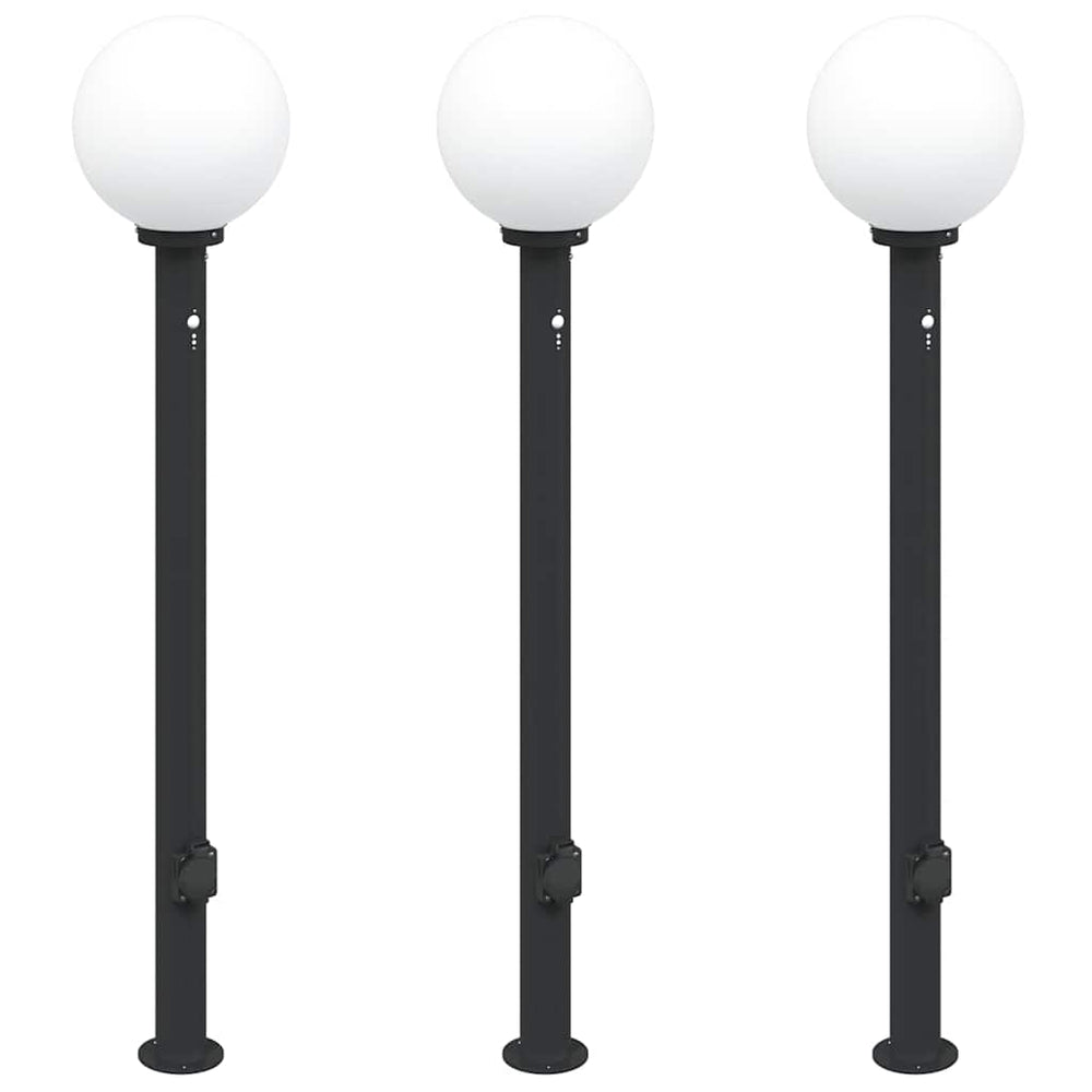 Pollerleuchten mit Sensor & Steckdose, 3er Set