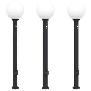 Pollerleuchten mit Sensor & Steckdose, 3er Set