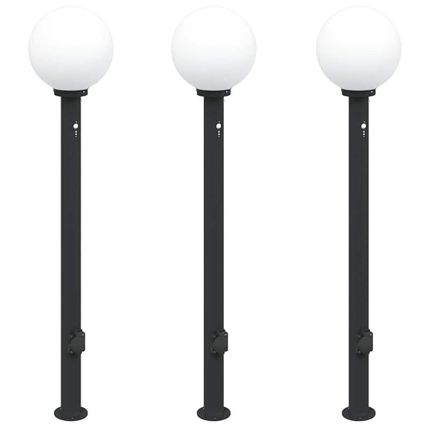 Pollerleuchten mit Sensor & Steckdose, 3er Set
