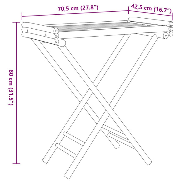 Klappbarer Tabletttisch aus Bambus