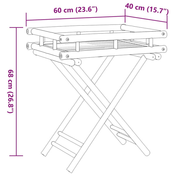 Klappbarer Tabletttisch aus Bambus 60x40 cm