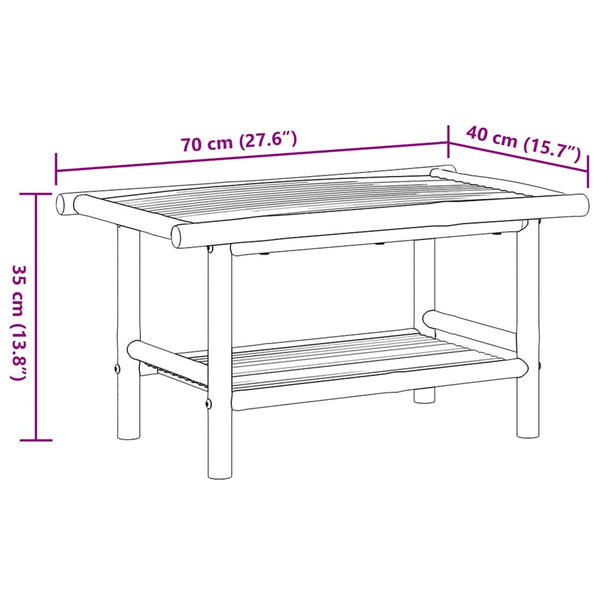 Couchtisch Bambus 70x40x35 cm