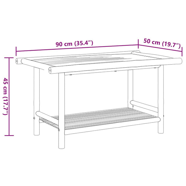 Couchtisch Bambus 90x50x45 cm