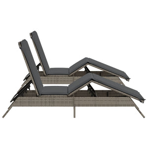 Sonnenliegen mit Auflagen, 2er Set Grau