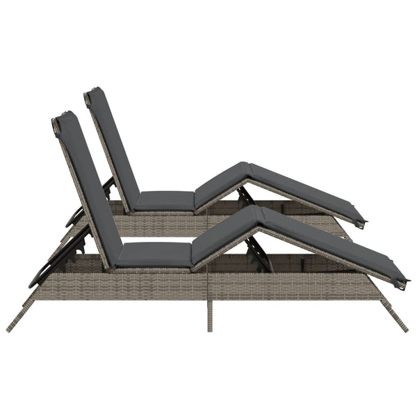 Sonnenliegen mit Auflagen, 2er Set Grau