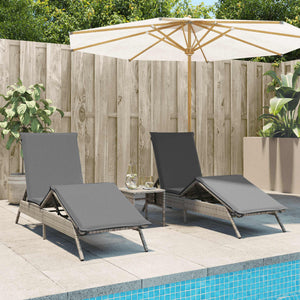 Sonnenliegen mit Auflagen, 2er Set Grau