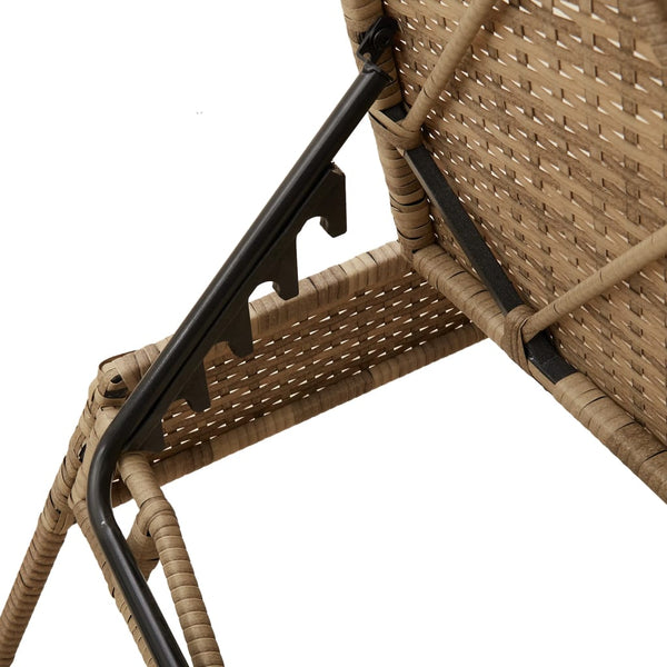 2er Set Sonnenliegen Beige Poly Rattan mit Auflagen
