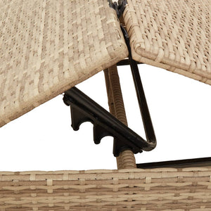 2er Set Sonnenliegen Beige Poly Rattan mit Auflagen