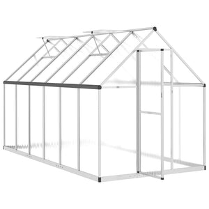 Gewächshaus mit Fundamentrahmen Silber 334x169x195cm