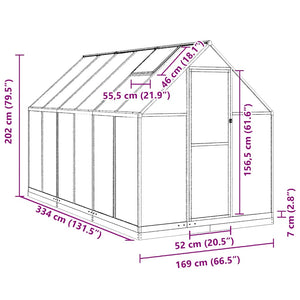 Grünes Gewächshaus mit Fundamentrahmen 334x169x202 cm