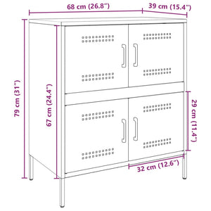 Olivgrünes Stahl Sideboard 68x39x79cm