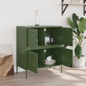 Olivgrünes Stahl Sideboard 68x39x79cm