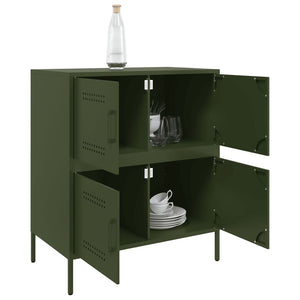 Olivgrünes Stahl Sideboard 68x39x79cm