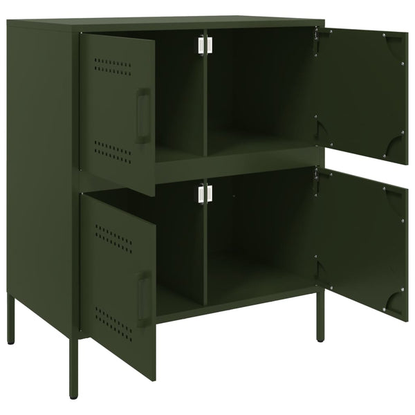 Olivgrünes Stahl Sideboard 68x39x79cm