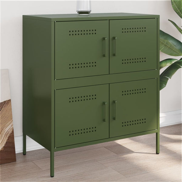 Olivgrünes Stahl Sideboard 68x39x79cm