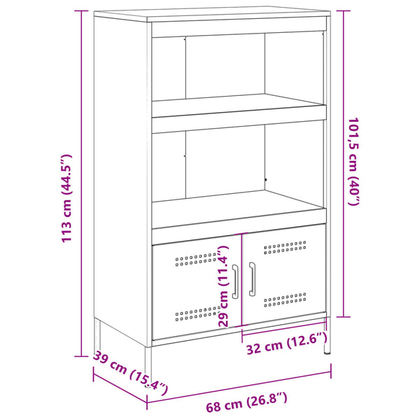 Schwarzes Highboard 68x39x113 cm Stahl
