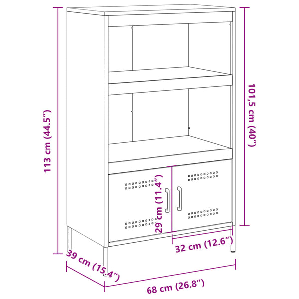 Senfgelbes Highboard 68x39x113 cm aus Stahl