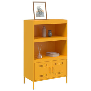 Senfgelbes Highboard 68x39x113 cm aus Stahl
