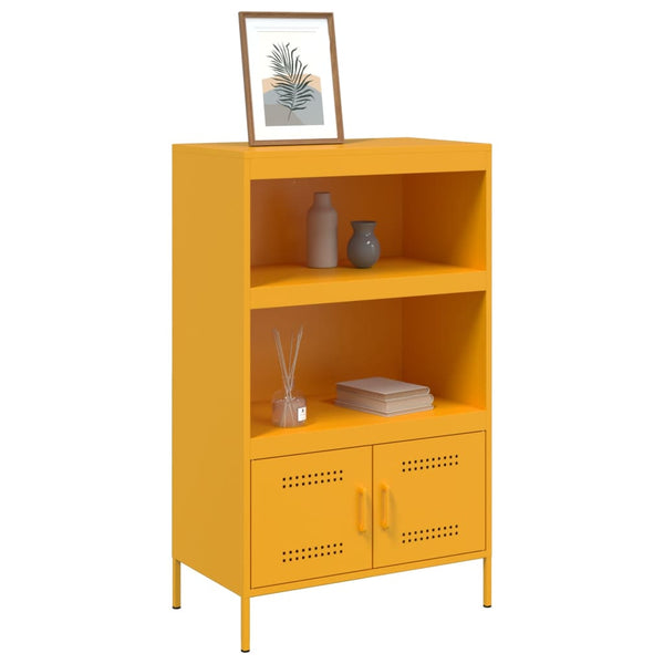 Senfgelbes Highboard 68x39x113 cm aus Stahl