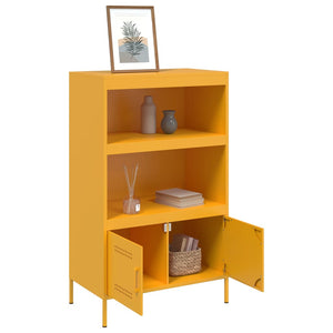 Senfgelbes Highboard 68x39x113 cm aus Stahl
