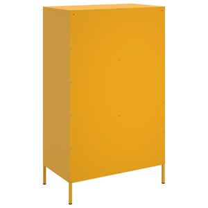 Senfgelbes Highboard 68x39x113 cm aus Stahl