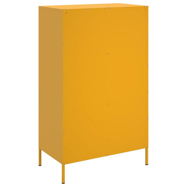 Senfgelbes Highboard 68x39x113 cm aus Stahl