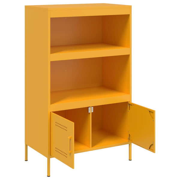 Senfgelbes Highboard 68x39x113 cm aus Stahl