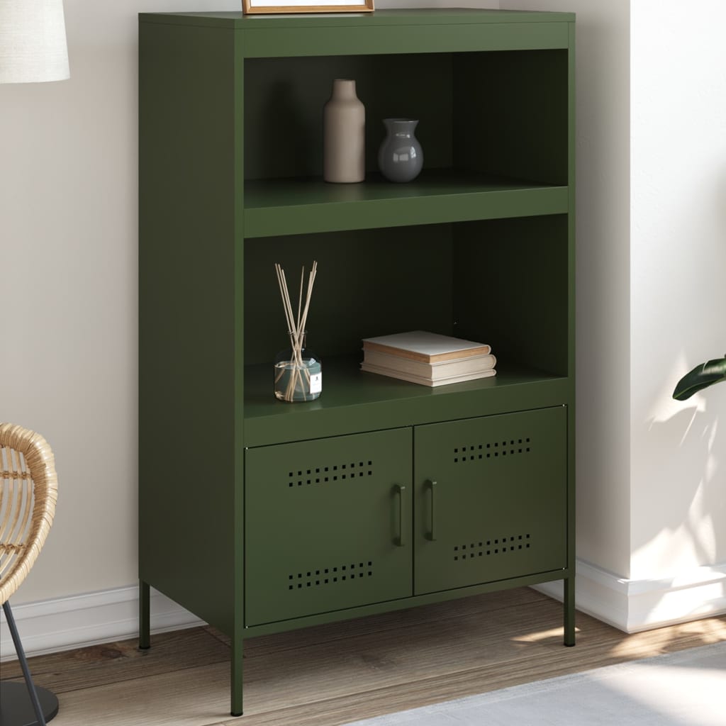 Olivgrünes Highboard 68x39x113 cm Stahl