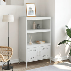 Weißes Highboard 68x39x113 cm aus Stahl