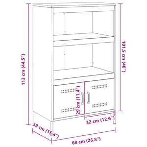 Weißes Highboard 68x39x113 cm aus Stahl