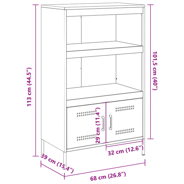 Weißes Highboard 68x39x113 cm aus Stahl