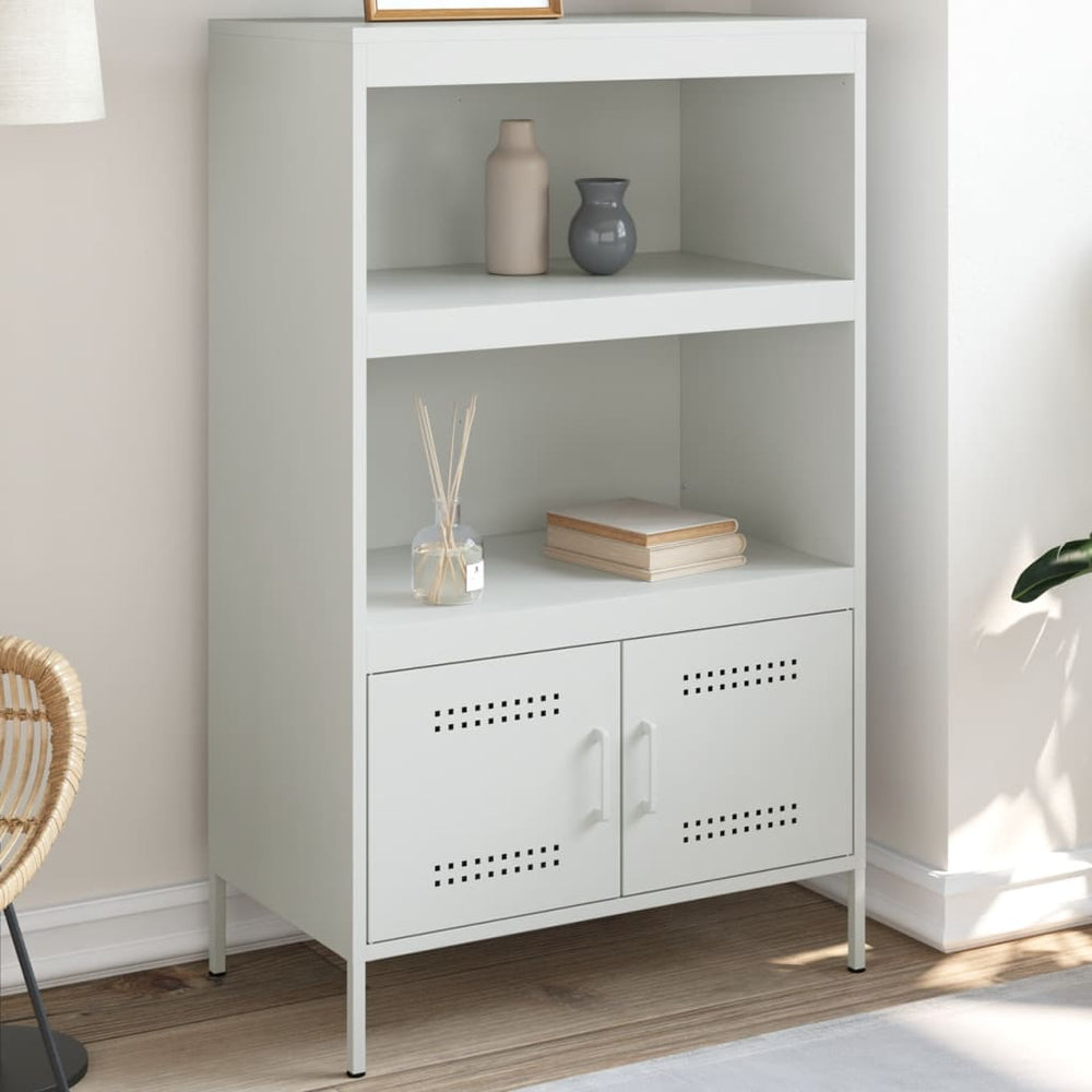 Weißes Highboard 68x39x113 cm aus Stahl